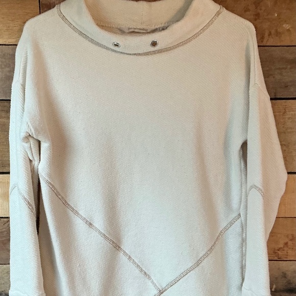Soft Surrounding PS Ivory Pullover Tunic Top Mock Turtleneck Lagenlook Beachy - Picture 1 of 6